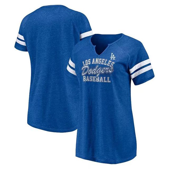 Womens Fanatics Branded Heather Royal Los Angeles Dodgers Quick Out Tri-Blend Raglan Notch Neck T-shirt Product Image