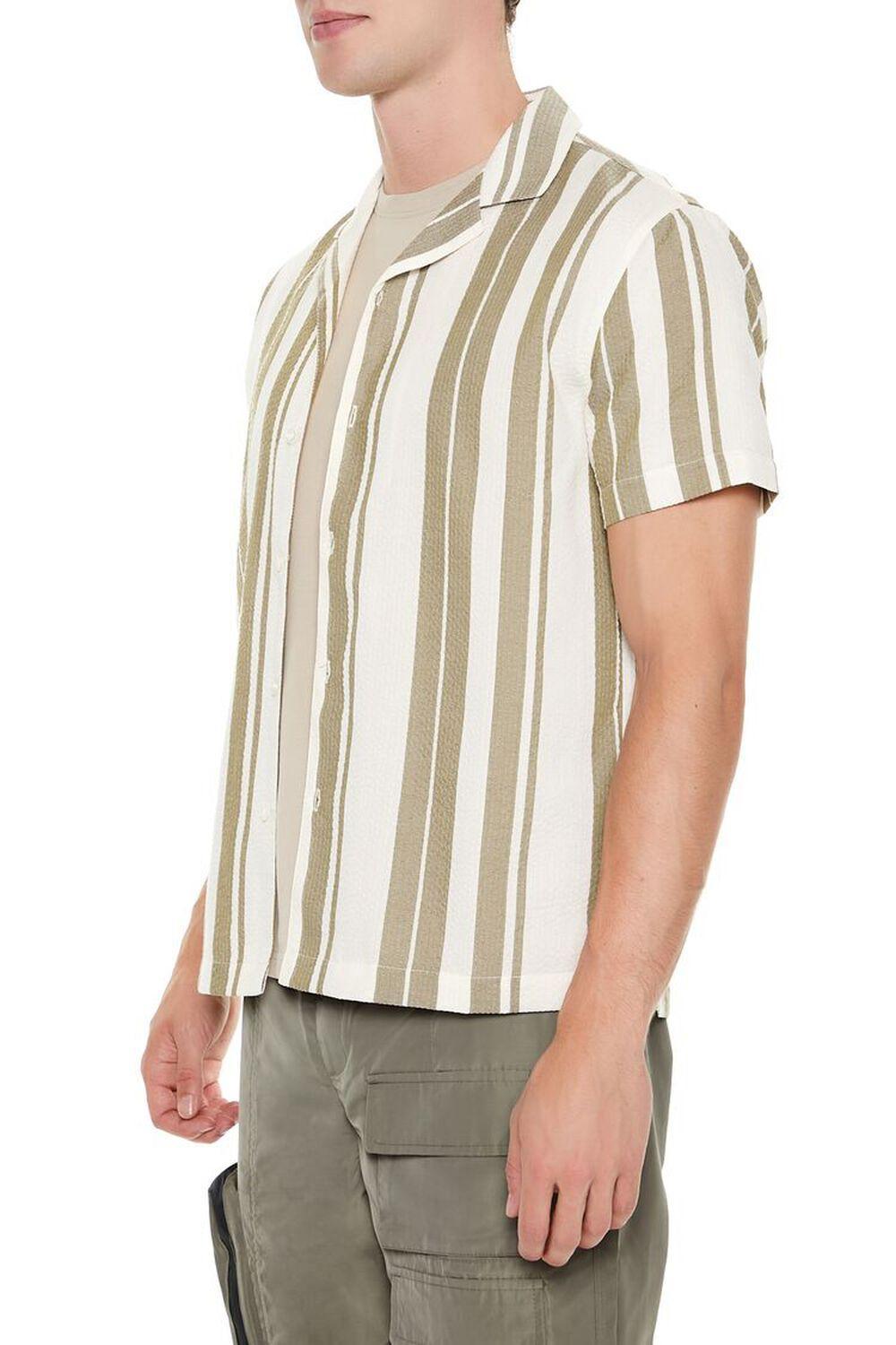 Textured Striped Cuban-Collar Shirt | Forever 21 Product Image