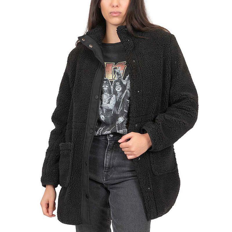 Juniors Coffee Shop Faux Sherpa Anorak Coat, Womens Product Image