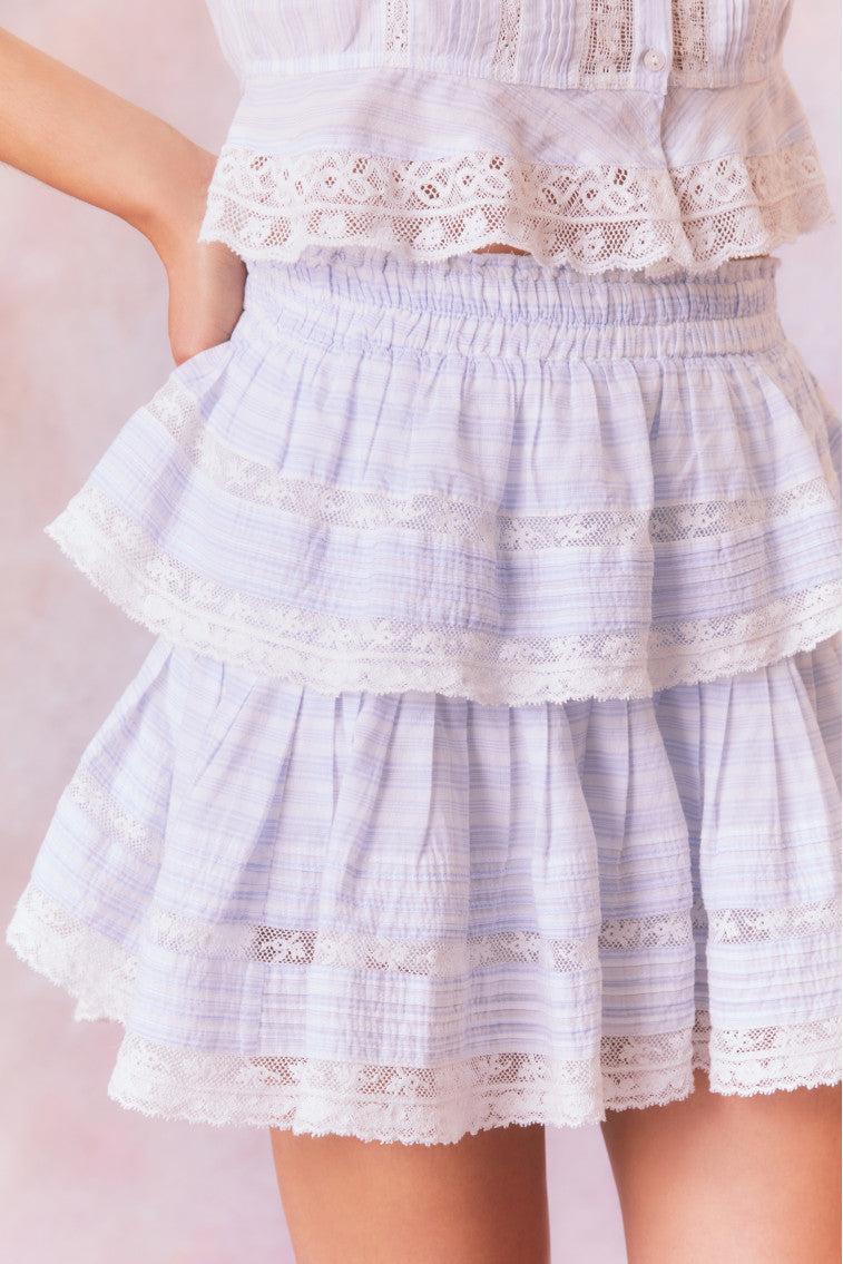 Ruffle Mini Stripe Cotton Skirt Product Image