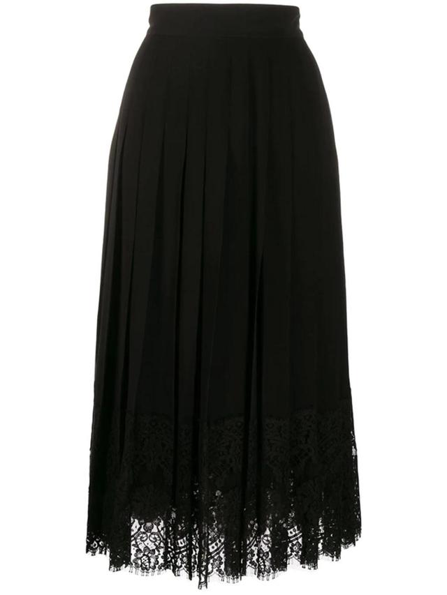 Flared Lace-hem Skirt In Black Product Image