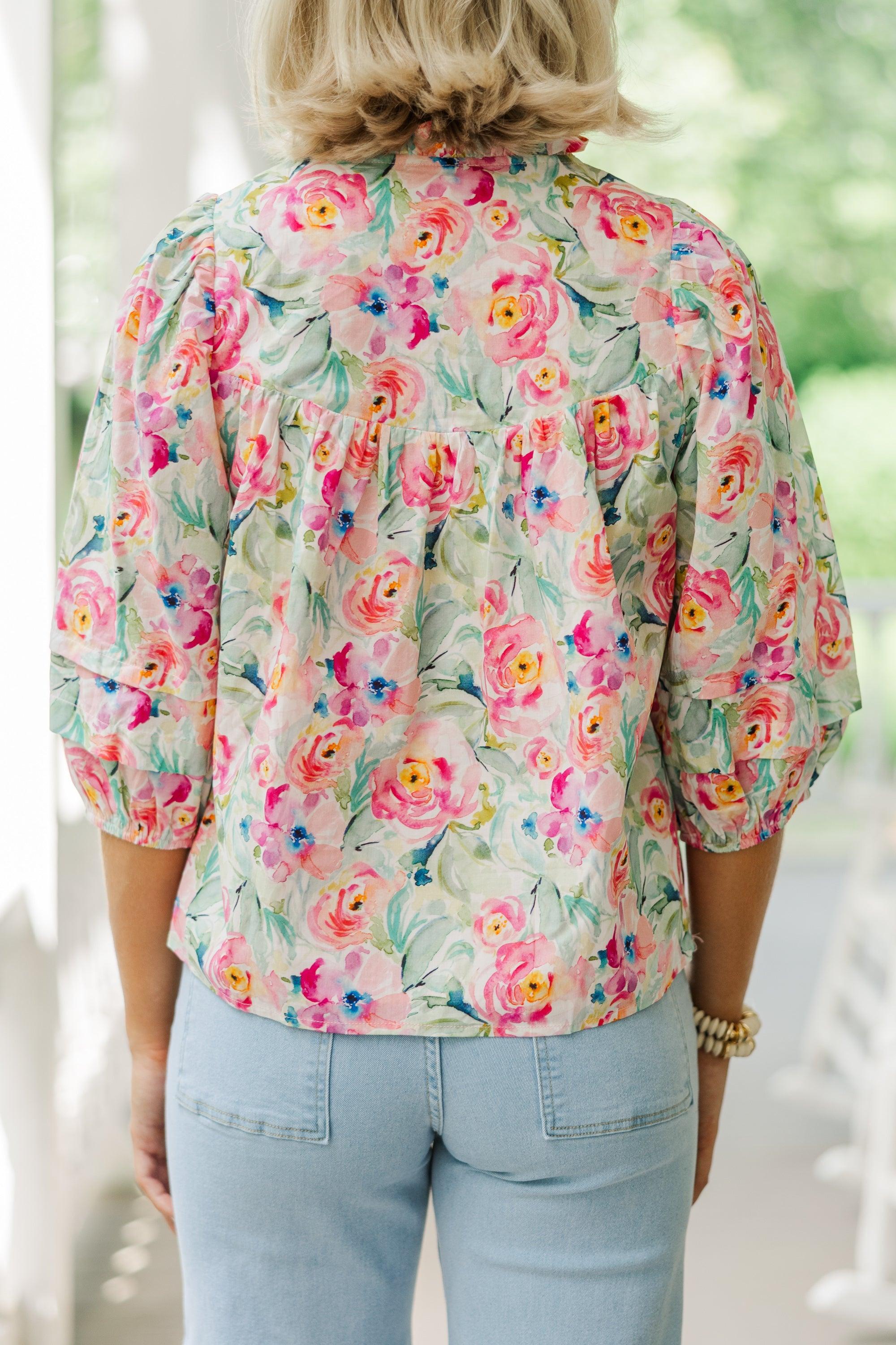 Get Involved Pink Floral Blouse Female Product Image