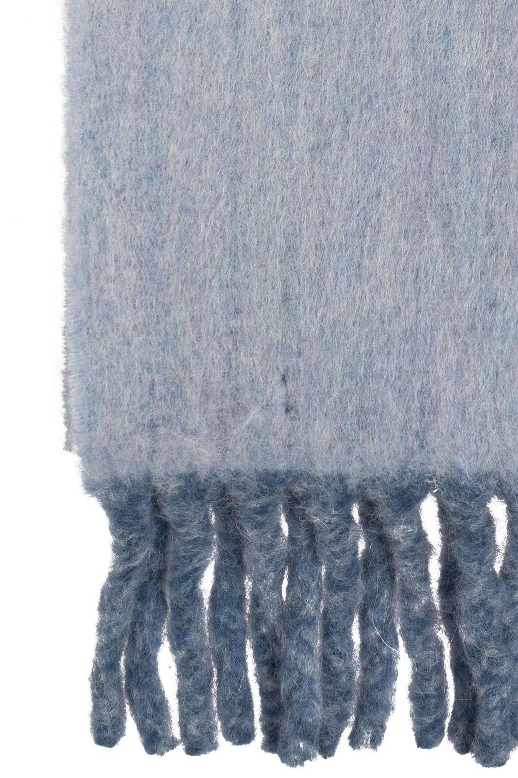 Logo-intarsia Fringed Reversible Scarf In Blue Product Image