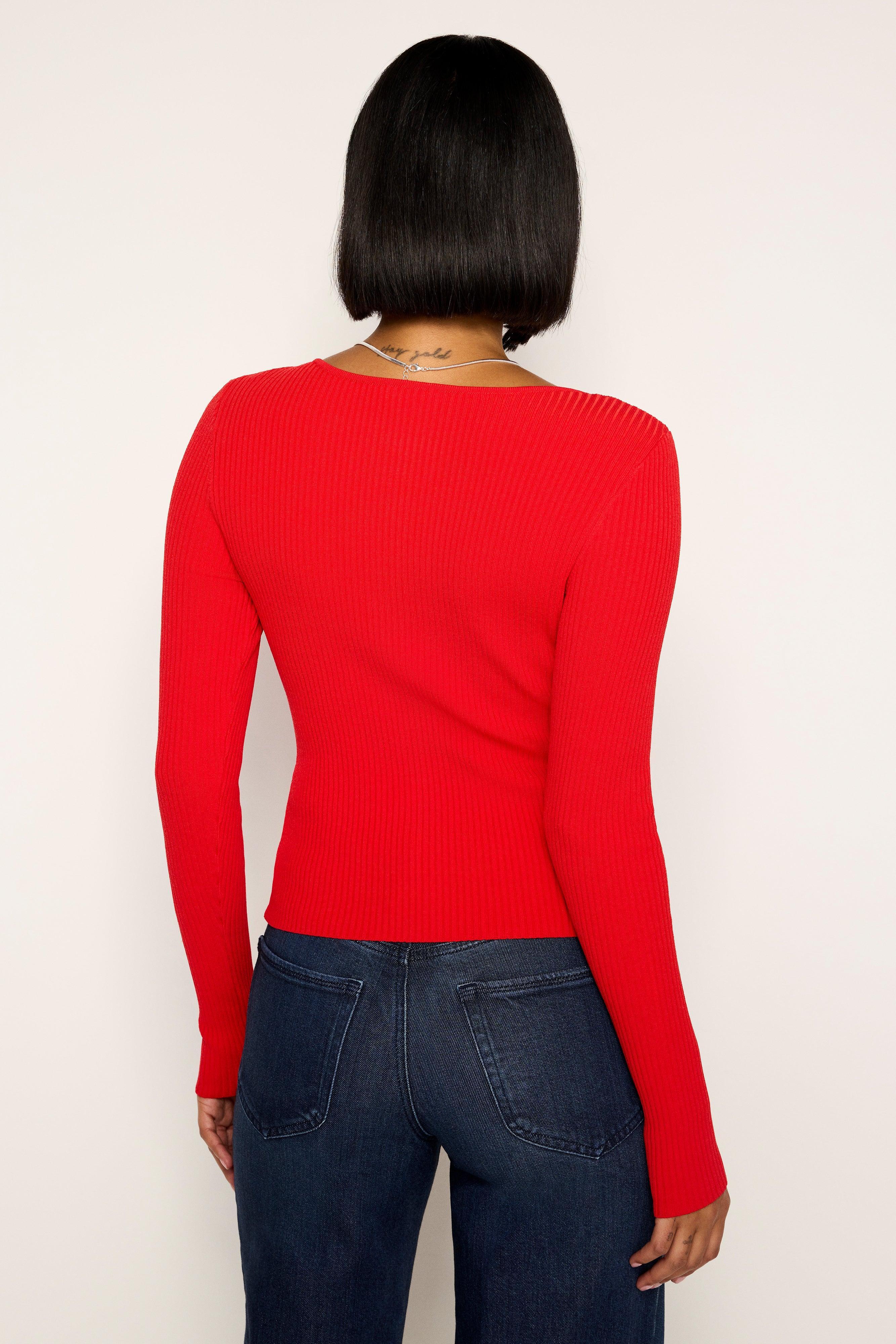 STRETCH RIB KNIT SWEATER | GRENADINE003 Product Image