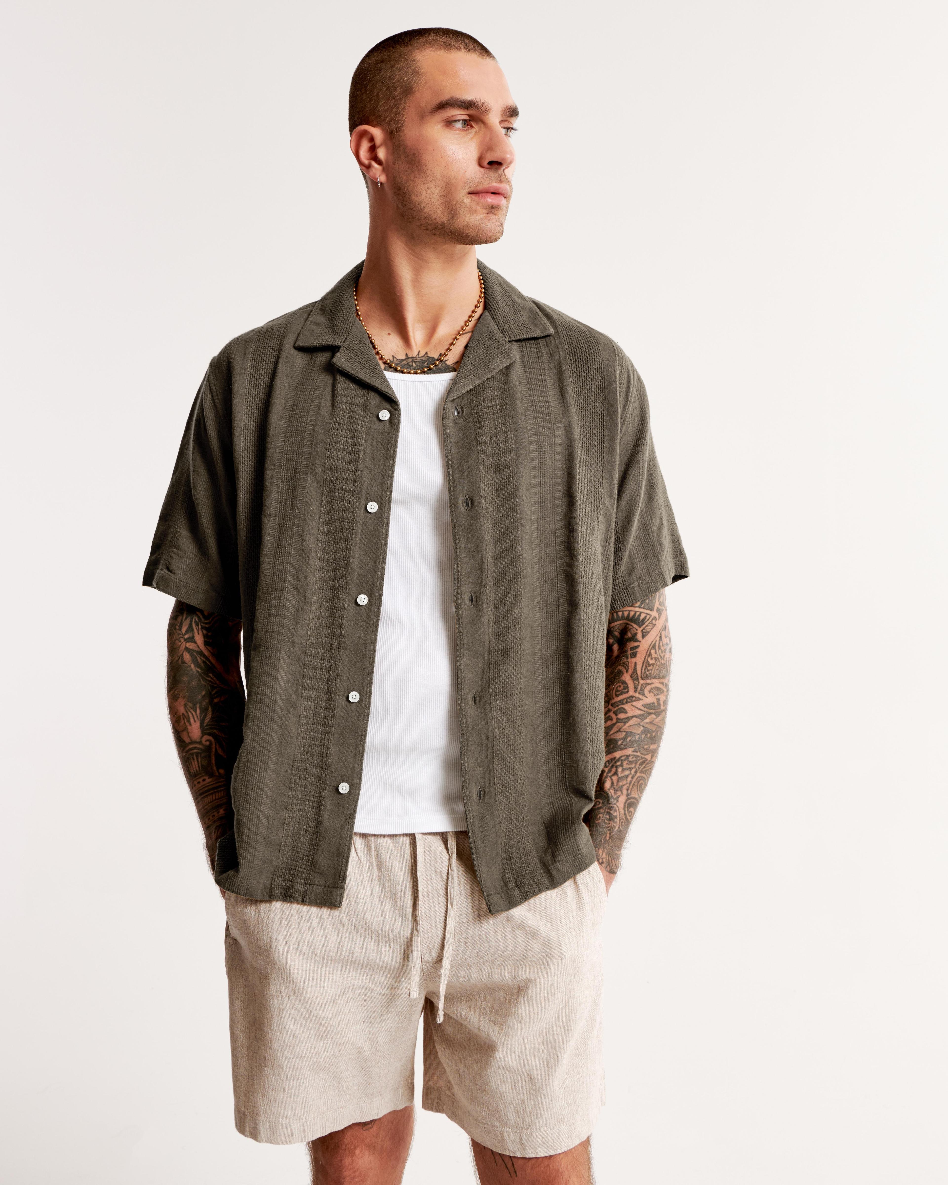 Camp Collar Summer Linen-Blend Shirt Product Image