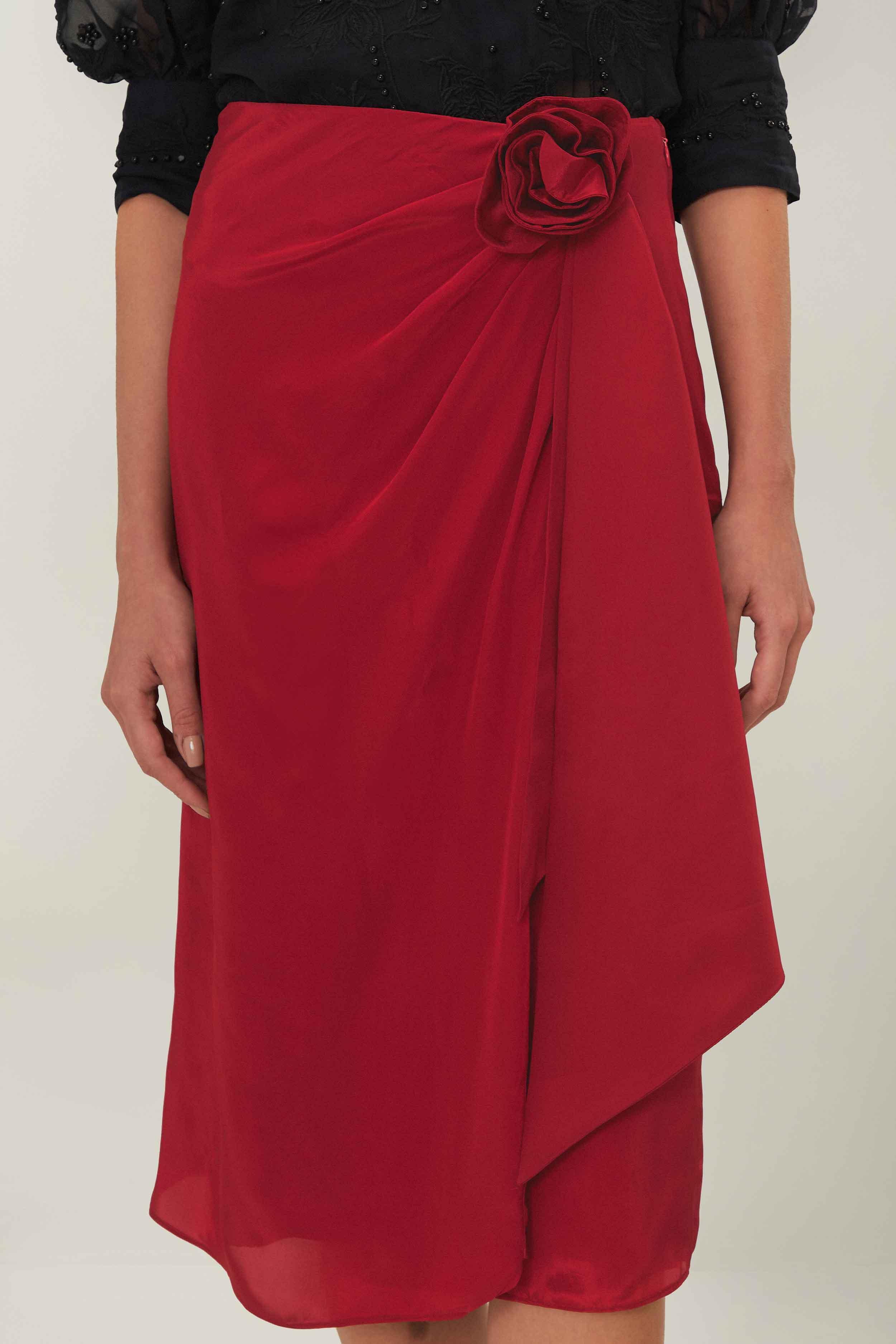 Red Midi Skirt Product Image