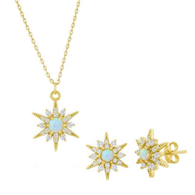 Nautica Rocks Opal Sunburst Cubic Zirconia Necklace & Earrings Set, Womens, Gold Tone Product Image