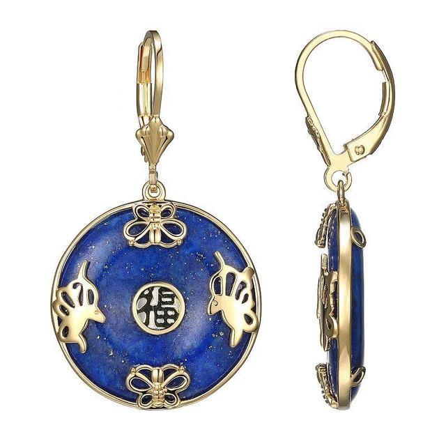 18k Gold Over Sterling Silver Lapis Leverback Drop Earrings, Womens, Gold Tone Product Image