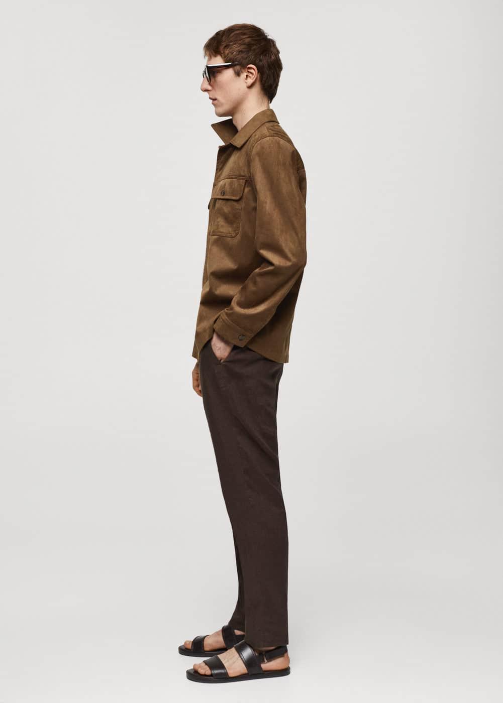 MANGO MAN - Suede effect overshirt with pockets cognacMen Product Image