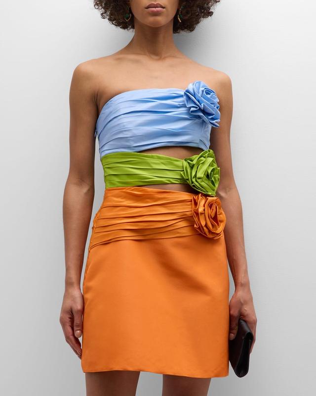 Womens Colorblock Flower Minidress Product Image