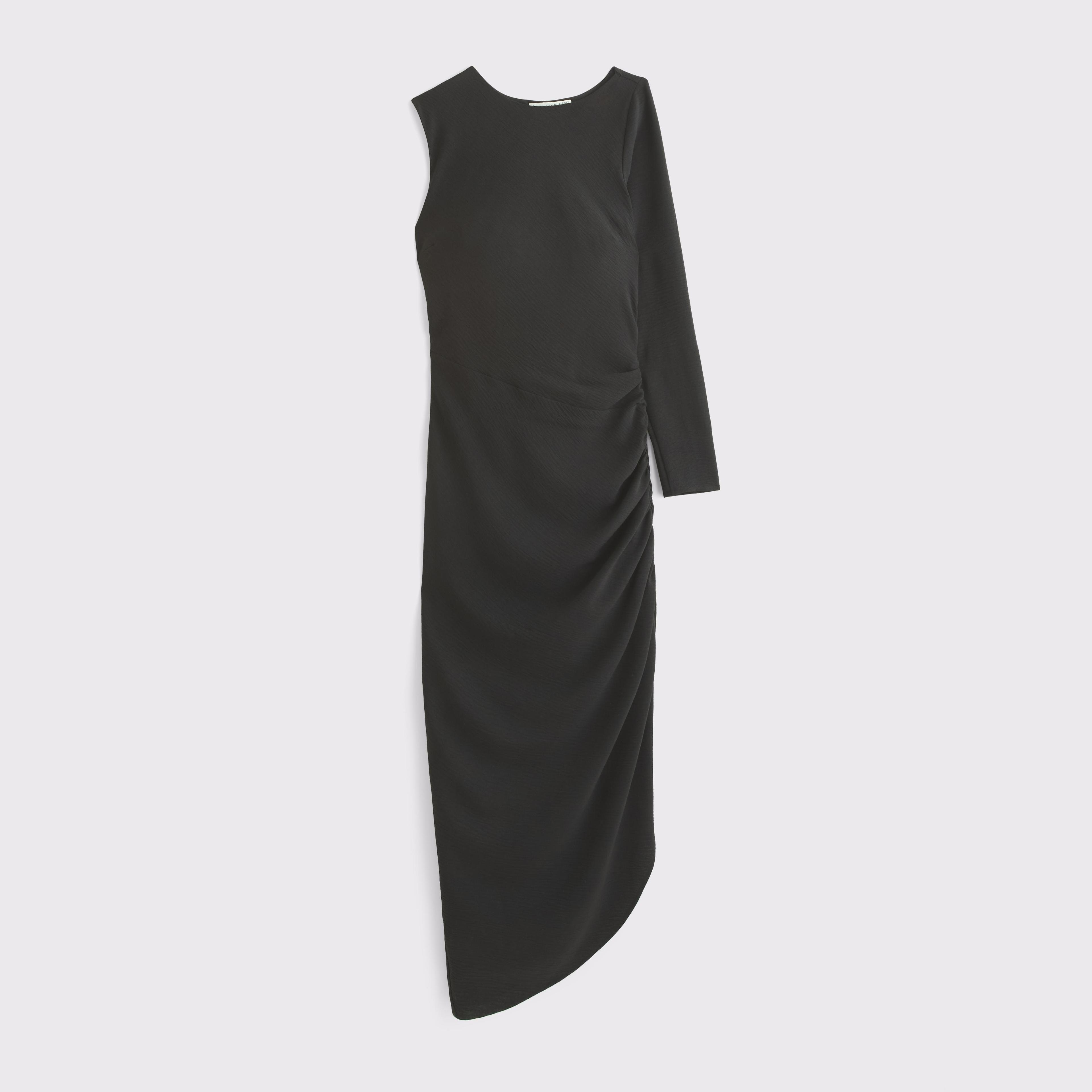 One-Sleeve Draped Midi Dress Product Image