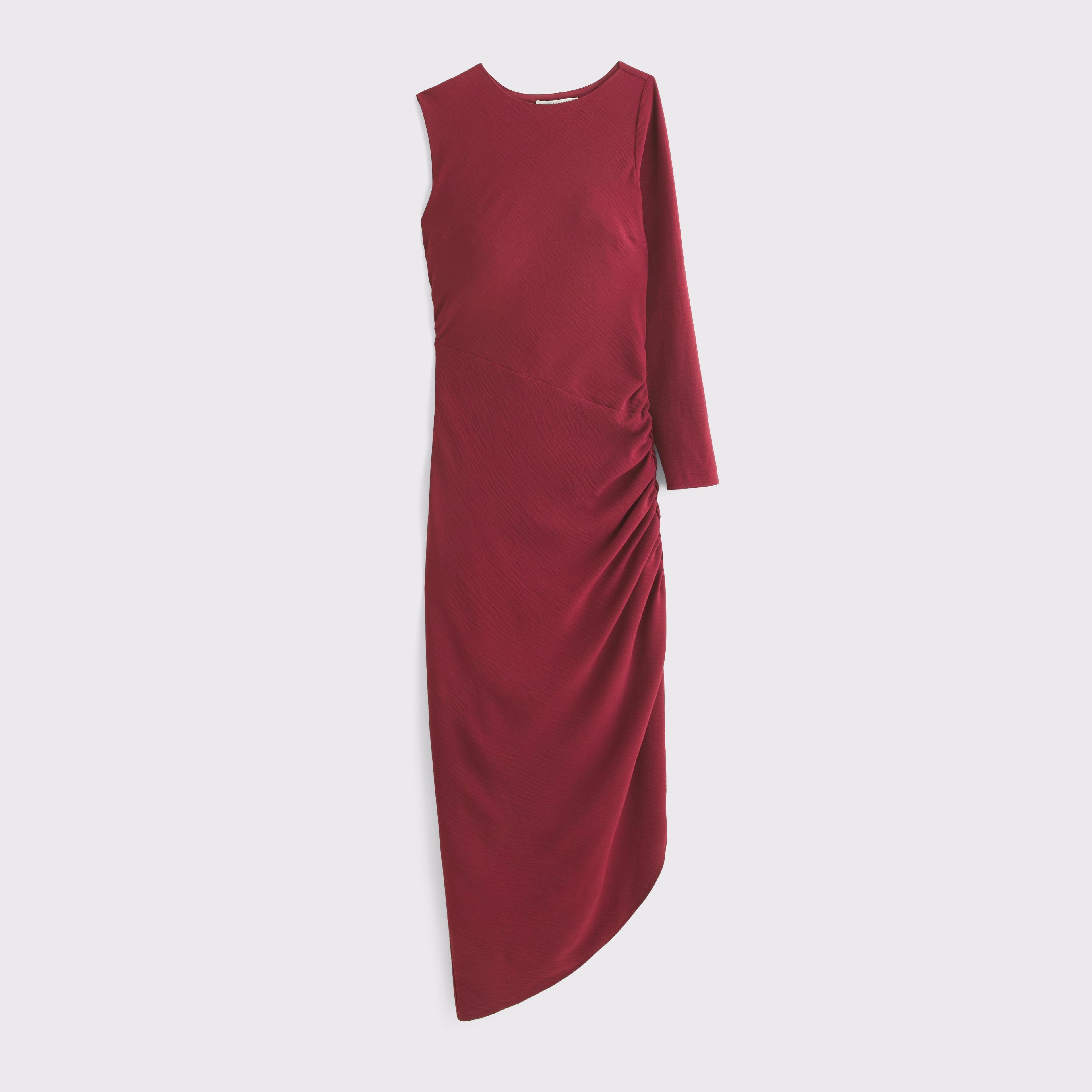 One-Sleeve Draped Midi Dress Product Image