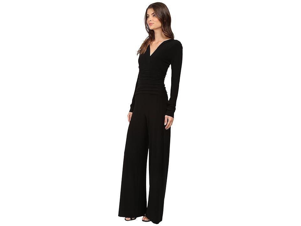 Norma Kamali V-Neck Long Sleeve Shirred Waist Jumpsuit Women's Jumpsuit & Rompers One Piece Product Image