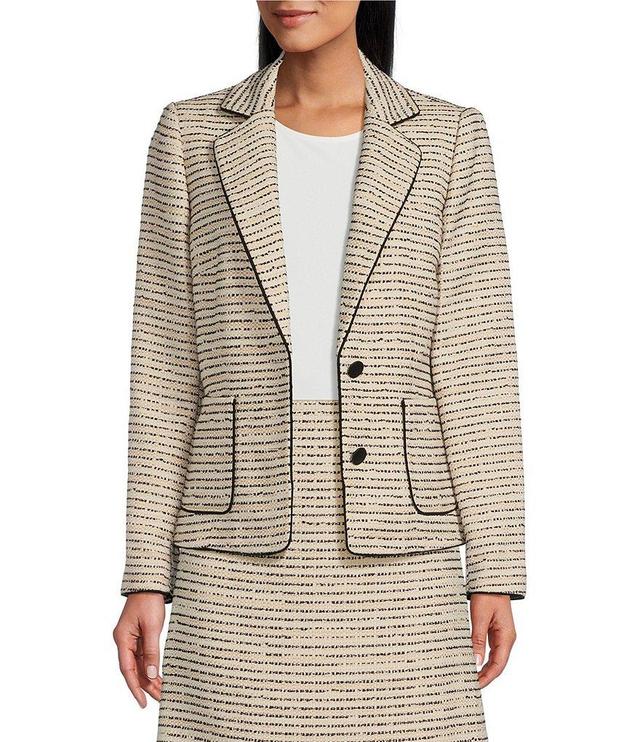 Preston & York Agnes Tweed Notch Lapel Long Sleeve Button Front Coordinating Blazer Product Image