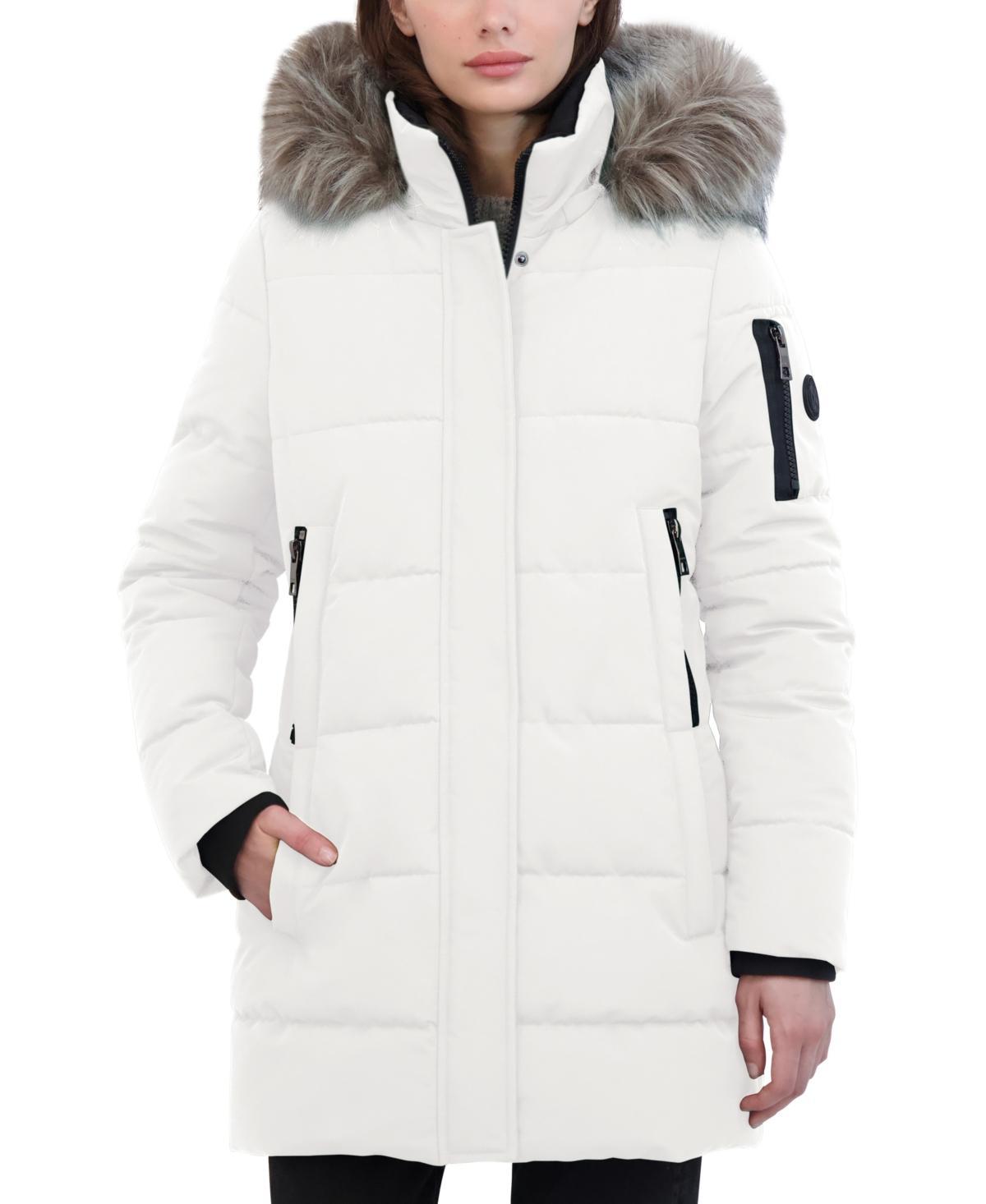 Nautica Womens Faux-Fur-Trim Hooded Puffer Coat Product Image