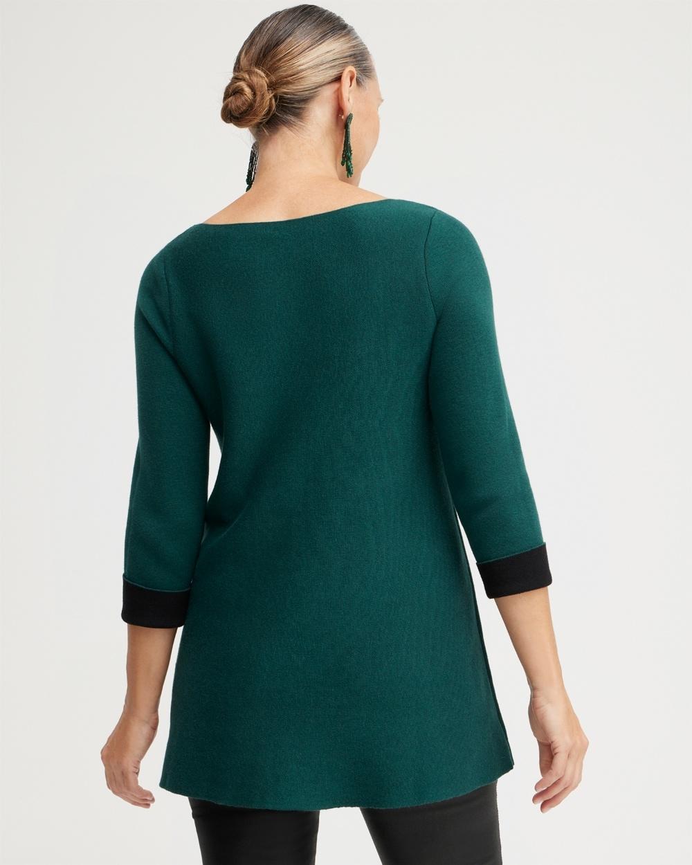 Green Double Knit Pullover Sweater Product Image