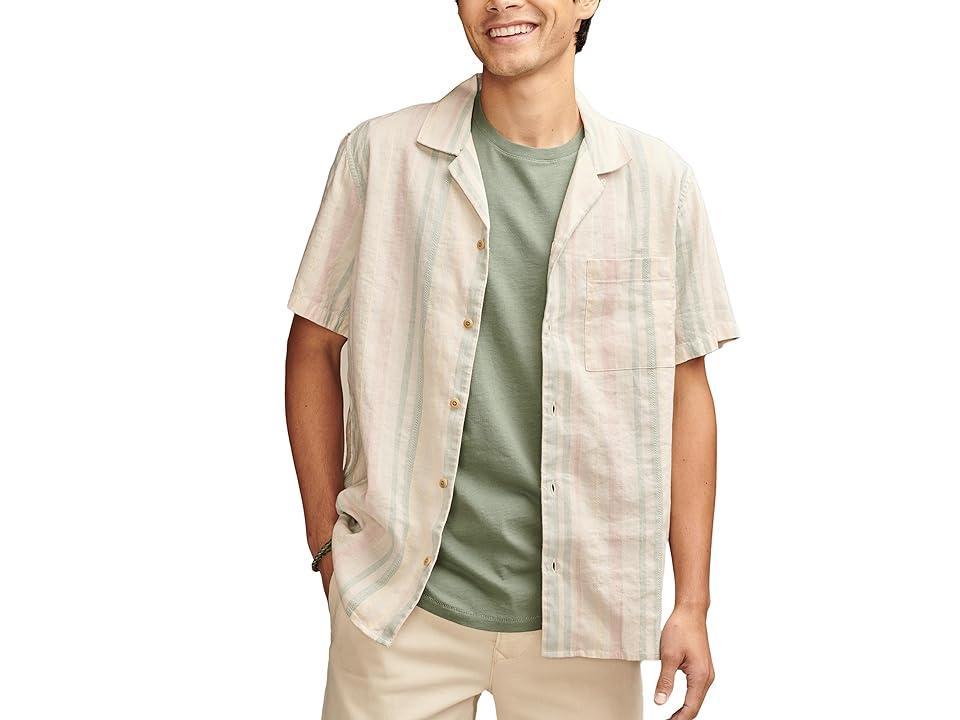 Lucky Brand Striped Linen Camp Shirt Stripe) Men's Clothing Product Image