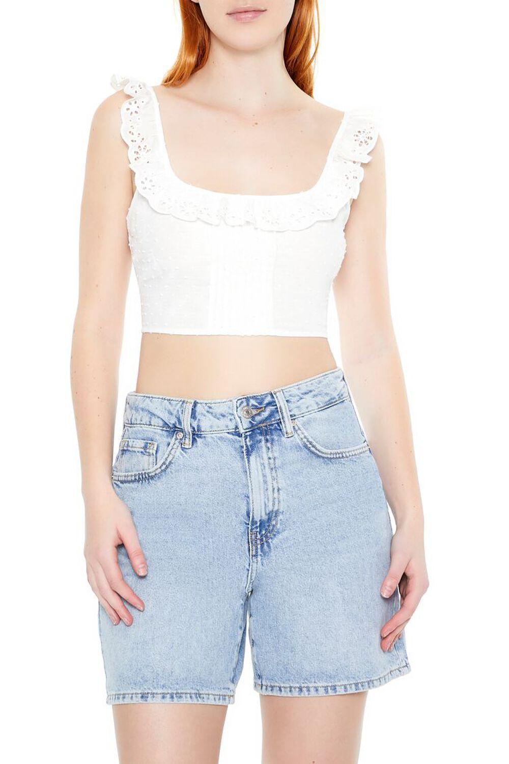 Eyelet Ruffle-Trim Crop Top | Forever 21 product image