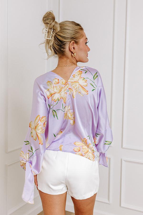 Botanical Bliss Satin Shift Top in Lavender Product Image