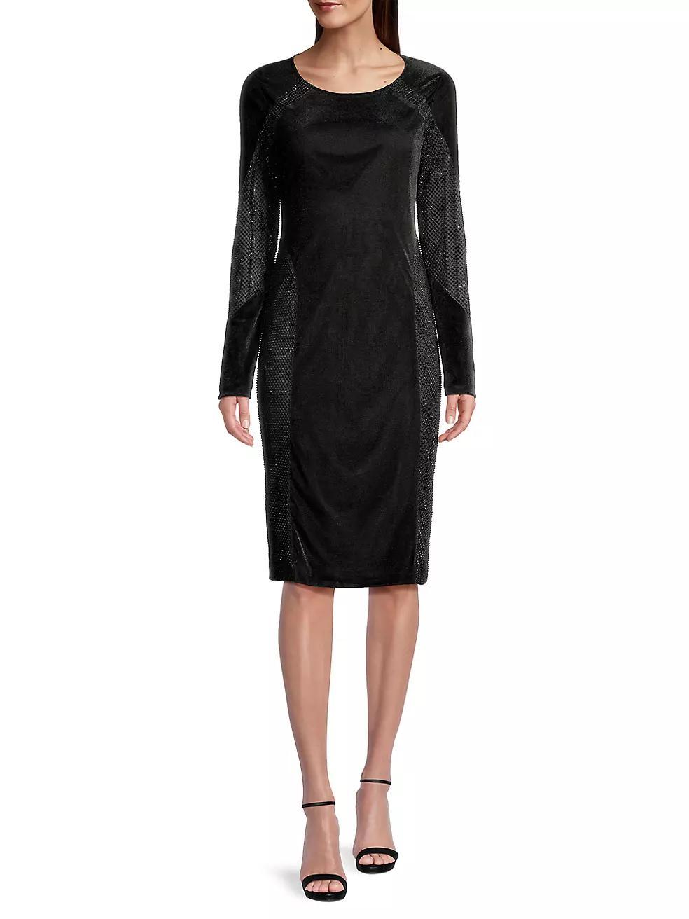 Social Occasion Velvet & Mesh Cocktail Dress Product Image