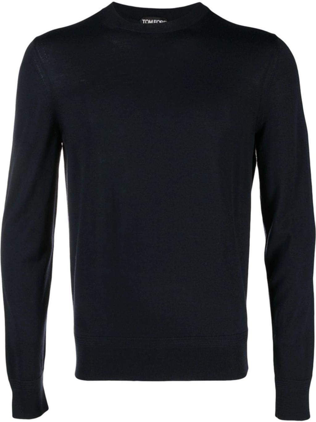 TOM FORD Blue Fine-knit Wool Sweater Product Image