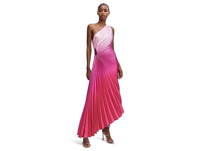 MANGO Ombr One-Shoulder Side Cutout Pleated Dress Product Image