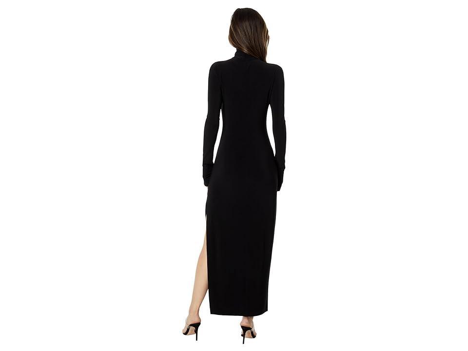 Norma Kamali Long Sleeve Turtleneck Side Slit Gown Women's Dress Product Image