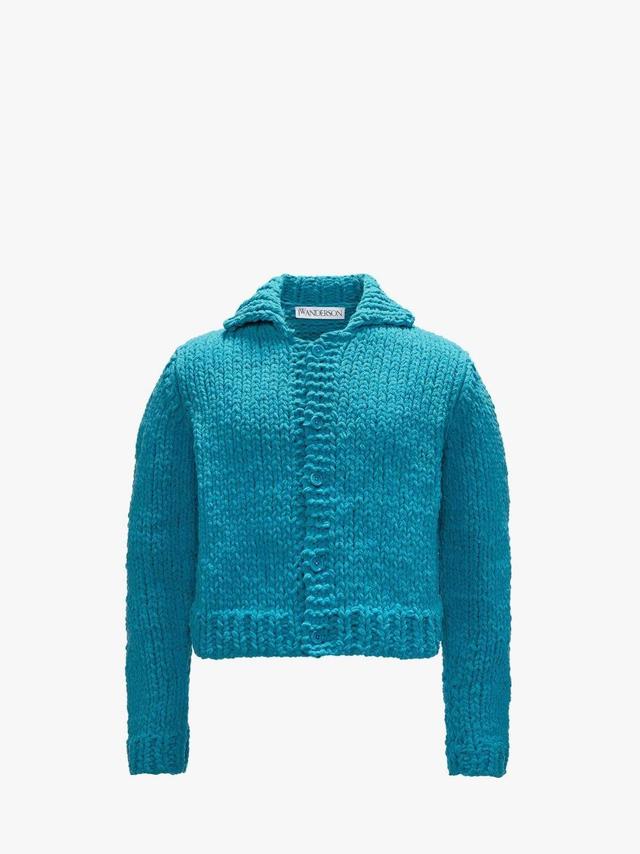 CROPPED CHENILLE CARDIGAN in blue | JW Anderson US  Product Image