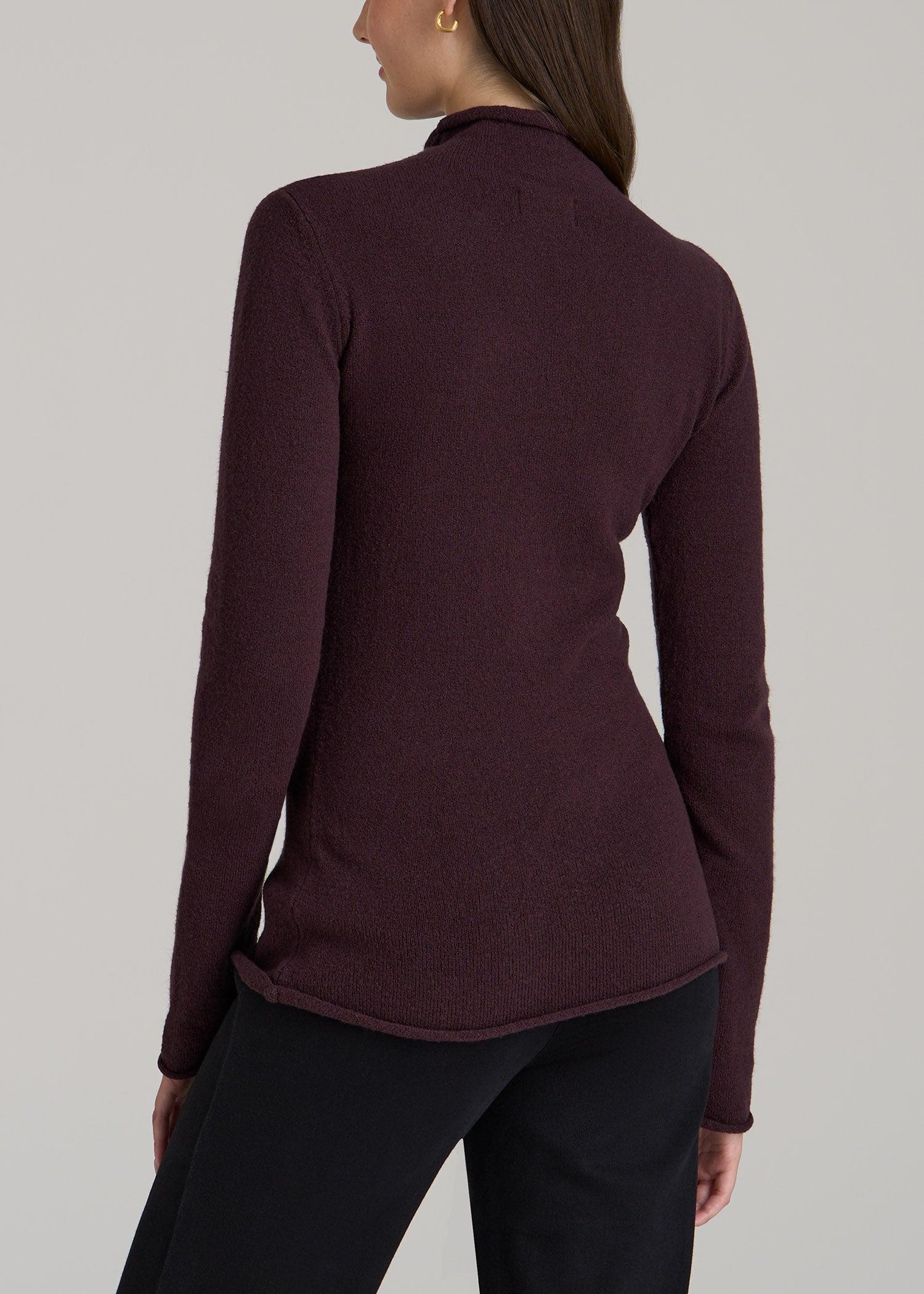 Women's Tall Rolled Mock Neck Sweater in Deep Purple Product Image