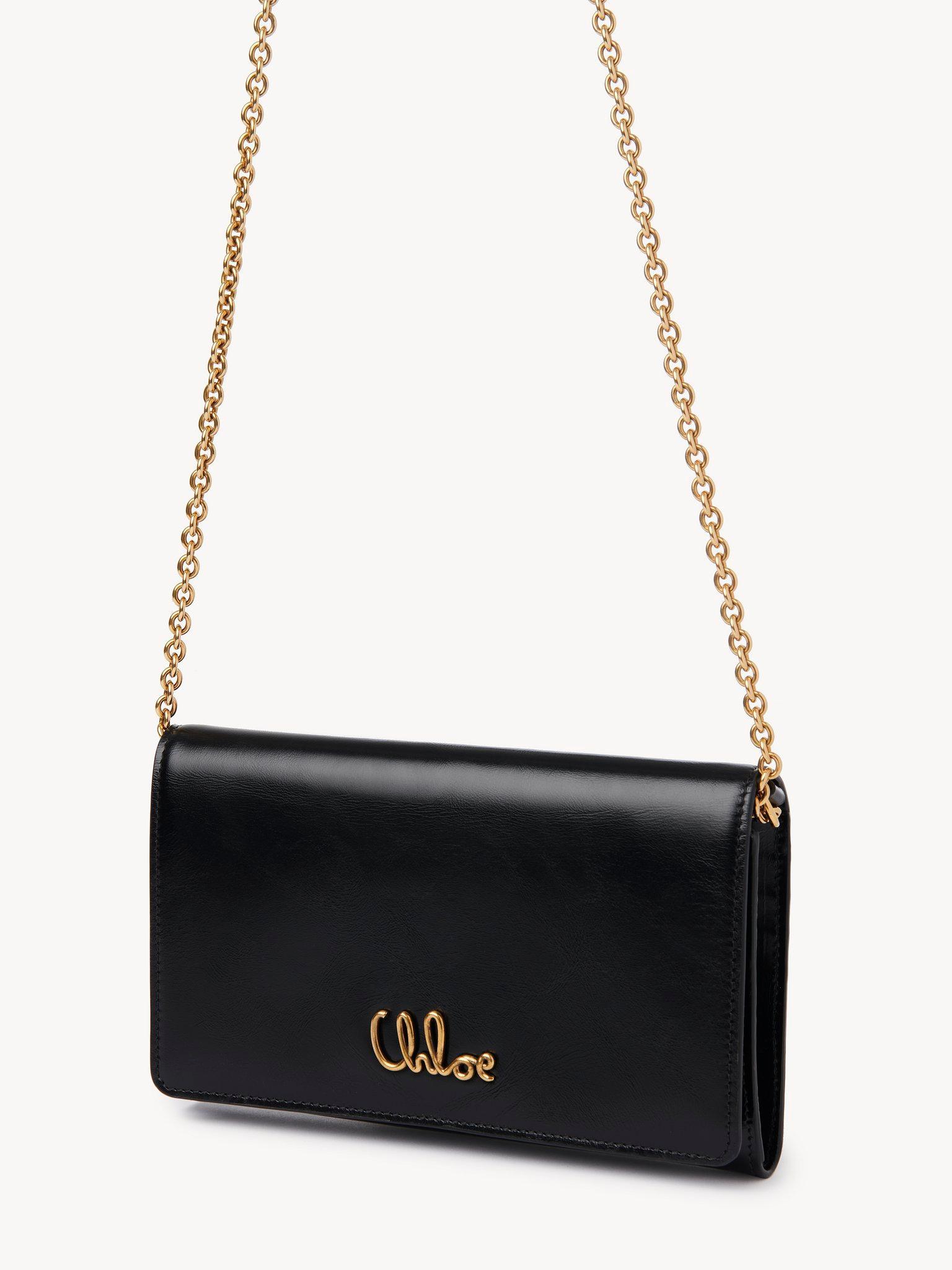 Chloé Iconic flap wallet on chain in shiny leather Product Image