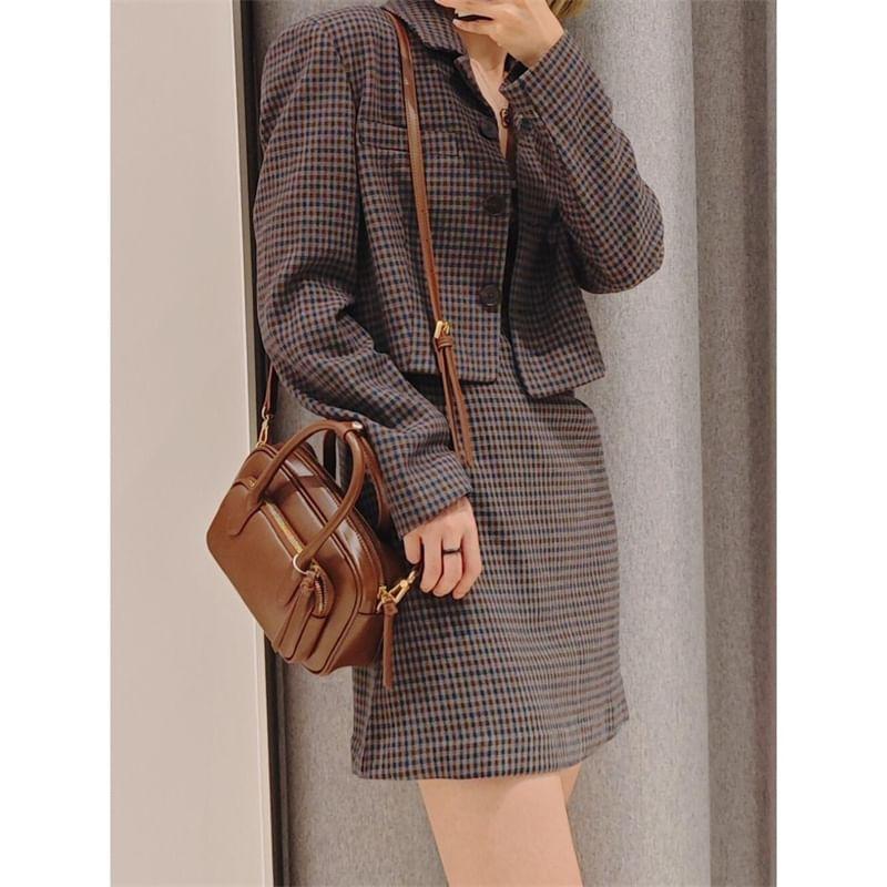 Top Handle Faux Leather Crossbody Bag Product Image