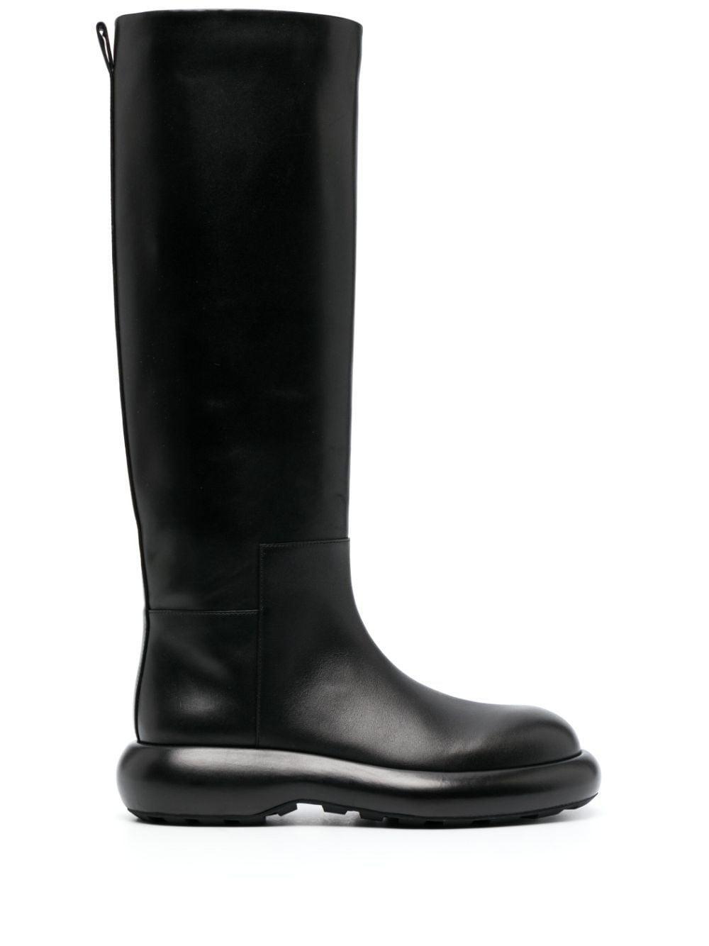 knee-high flat leather boots product image