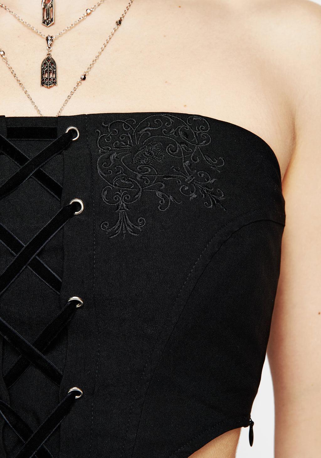 Inanna Embroidered Lace Up Corset Top Product Image