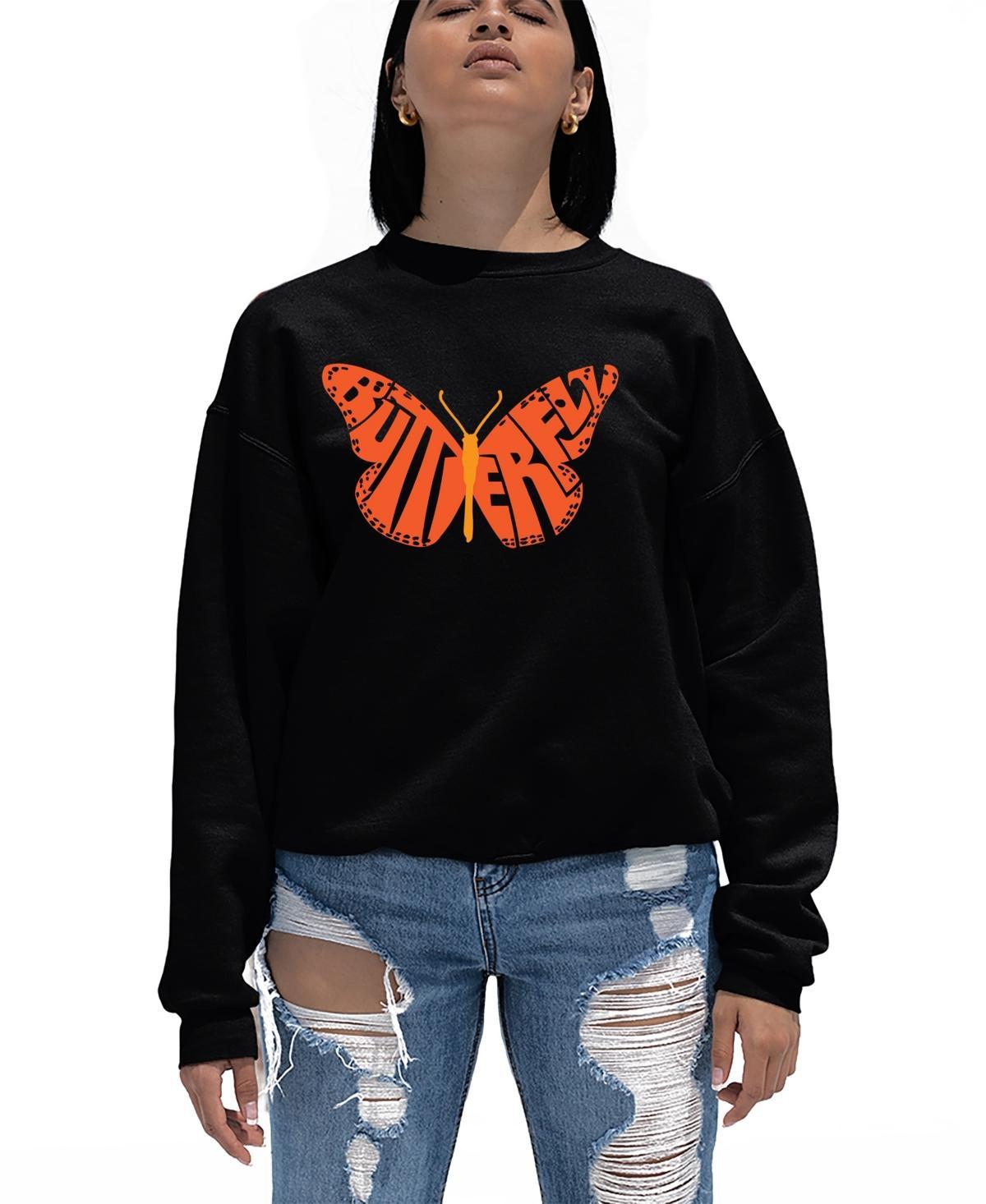 La Pop Art Womens Word Art Butterfly Crewneck Sweatshirt Product Image