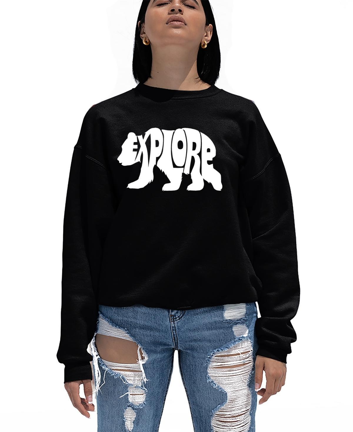 La Pop Art Womens Word Art Explore Crewneck Sweatshirt Product Image