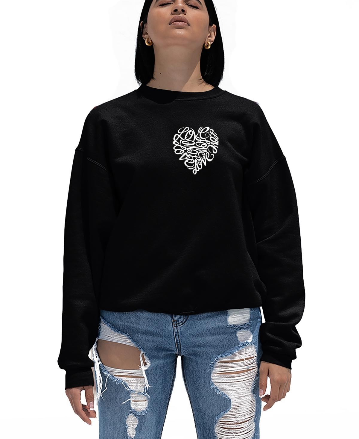 La Pop Art Womens Word Art Cursive Heart Crewneck Sweatshirt Product Image