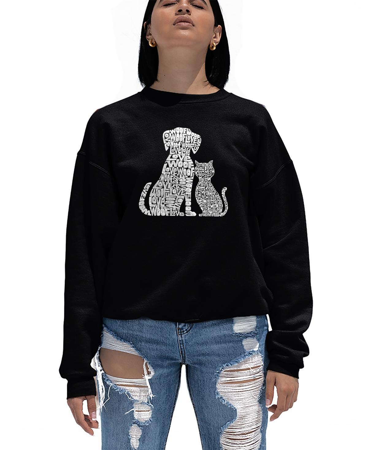 Womens Crewneck Word Art Dogs and Cats Sweatshirt Top Product Image