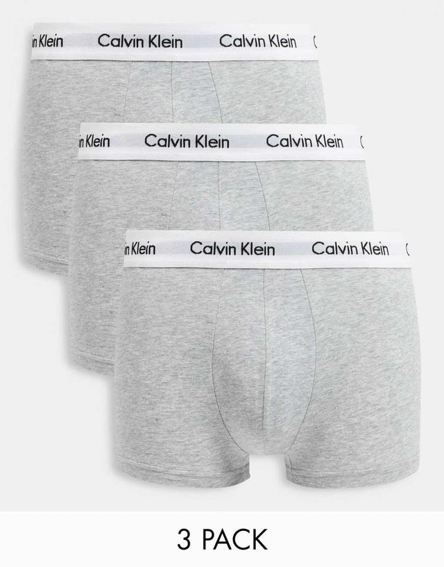 Calvin Klein Cotton Stretch 3 pack low rise boxer briefs with logo waistband in gray Product Image