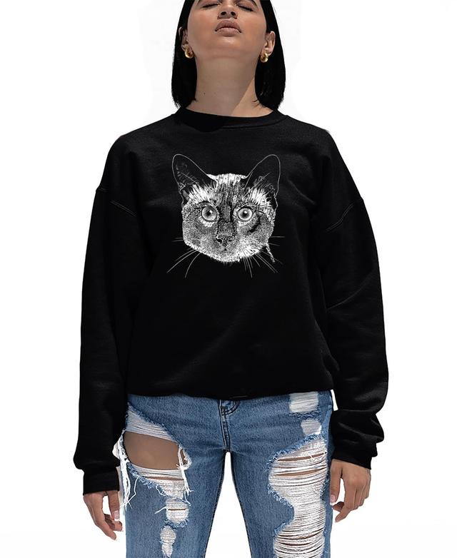 Womens Crewneck Word Art Siamese Cat Sweatshirt Top Product Image