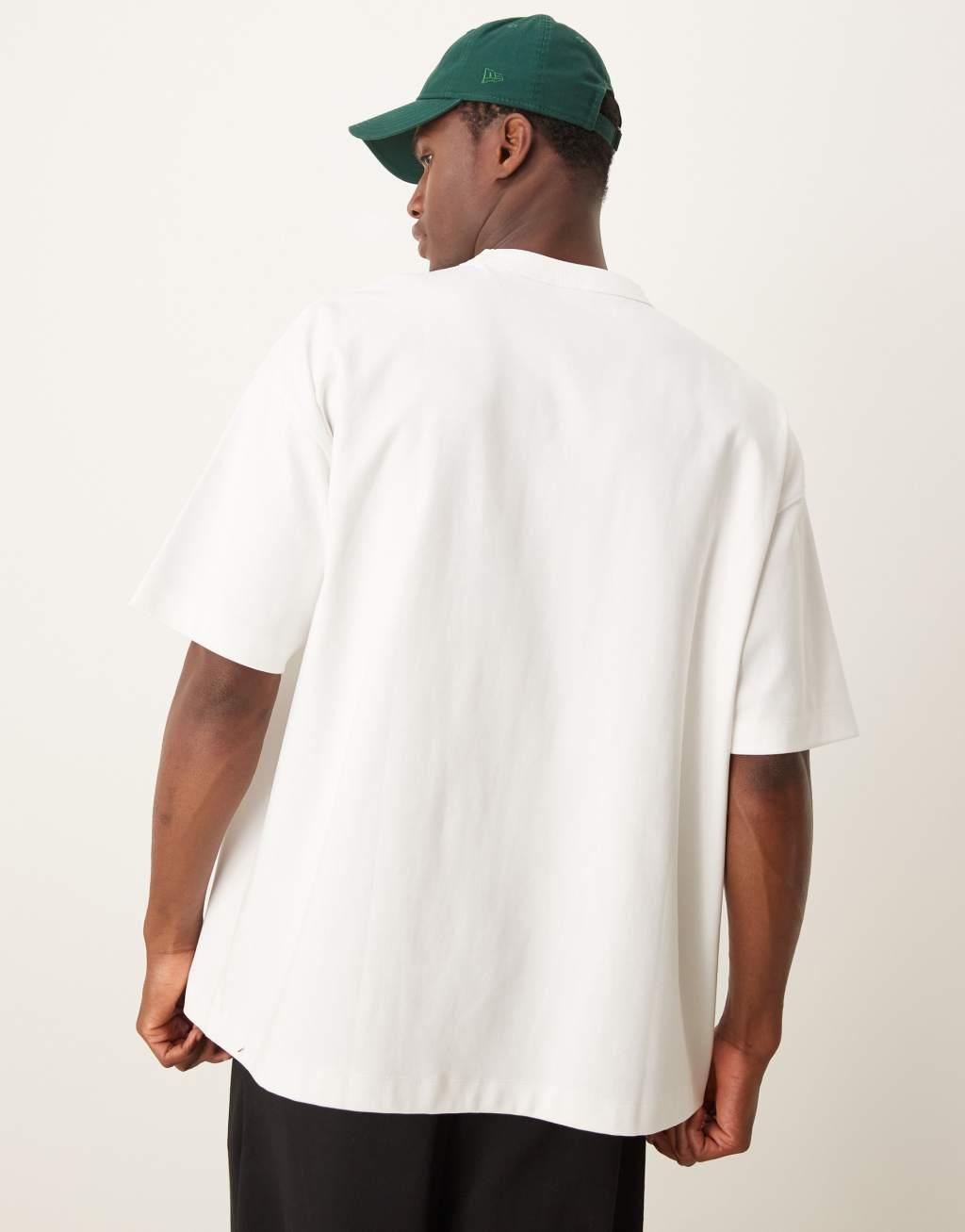 ASOS DESIGN premium interlock oversized t-shirt 300gsm in white Product Image