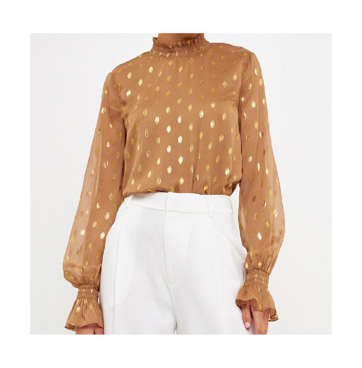 Womens Polka Dot Chiffon Blouse Product Image