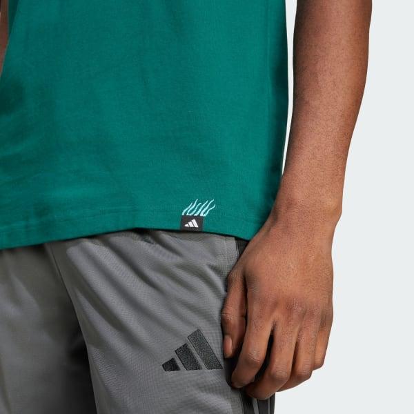 adidas Lounge Mini Embroidery Graphic Tee Collegiate Green L Mens Product Image