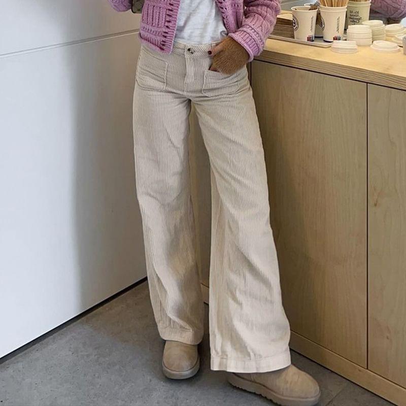 High Rise Corduroy Wide Leg Pants Product Image