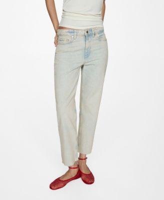 Mango Womens Straight-Fit Cropped Jeans Product Image