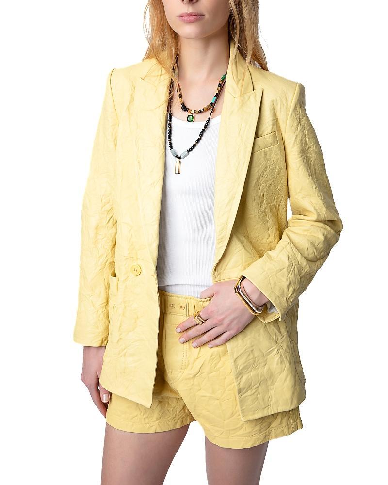 Womens Visko Crinkle Leather Blazer Product Image