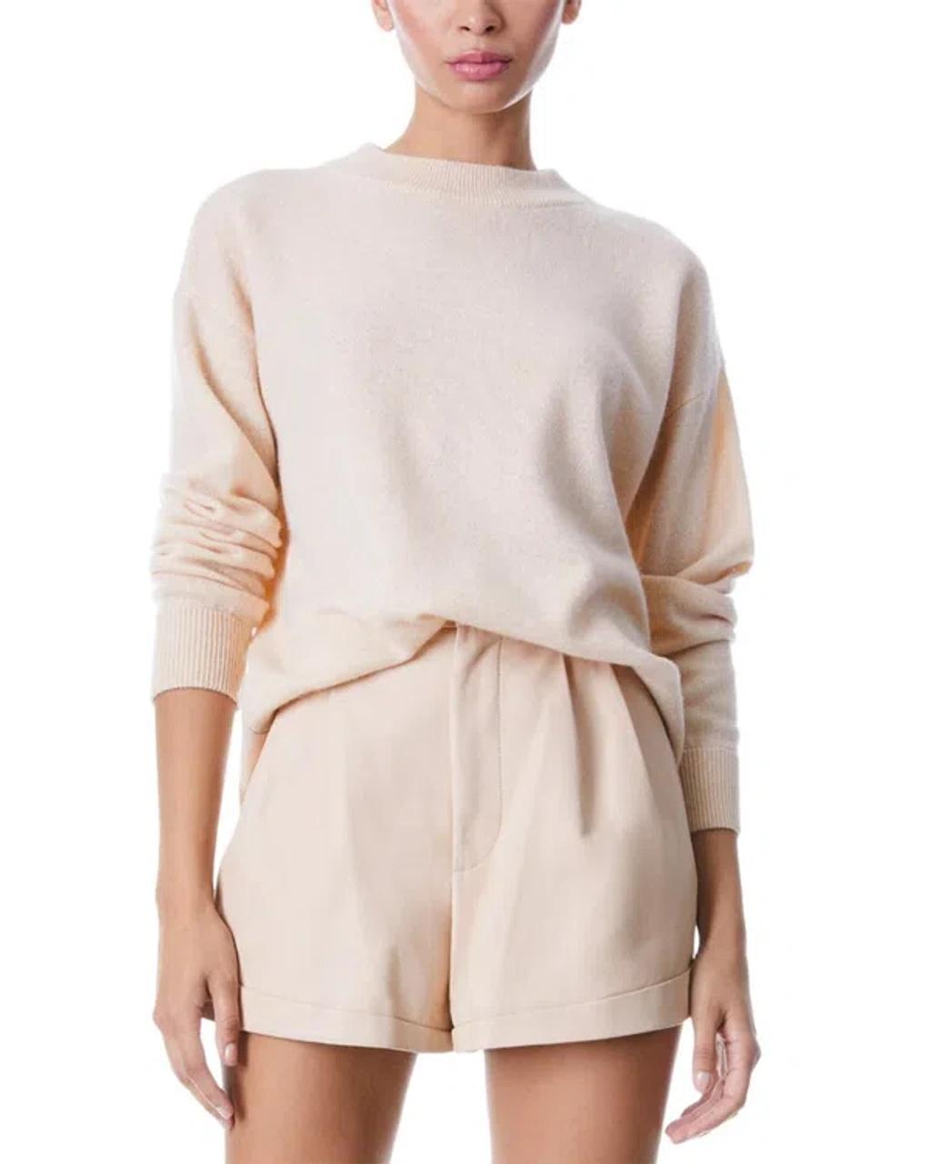 Alice + Olivia Fila Wool & Cashmere-blend Pullover In Beige Product Image