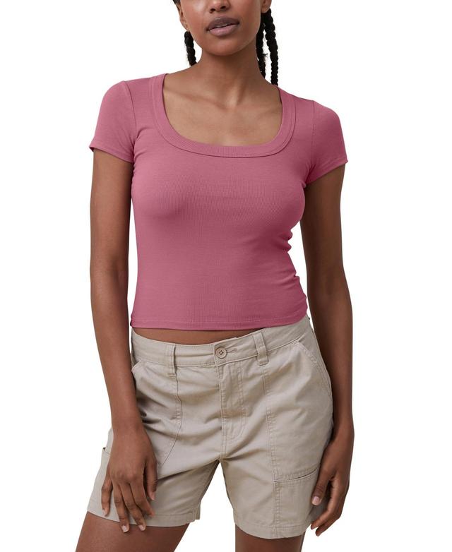 Cotton On Womens Staple Rib Scoop Neck Short Sleeve Top Product Image