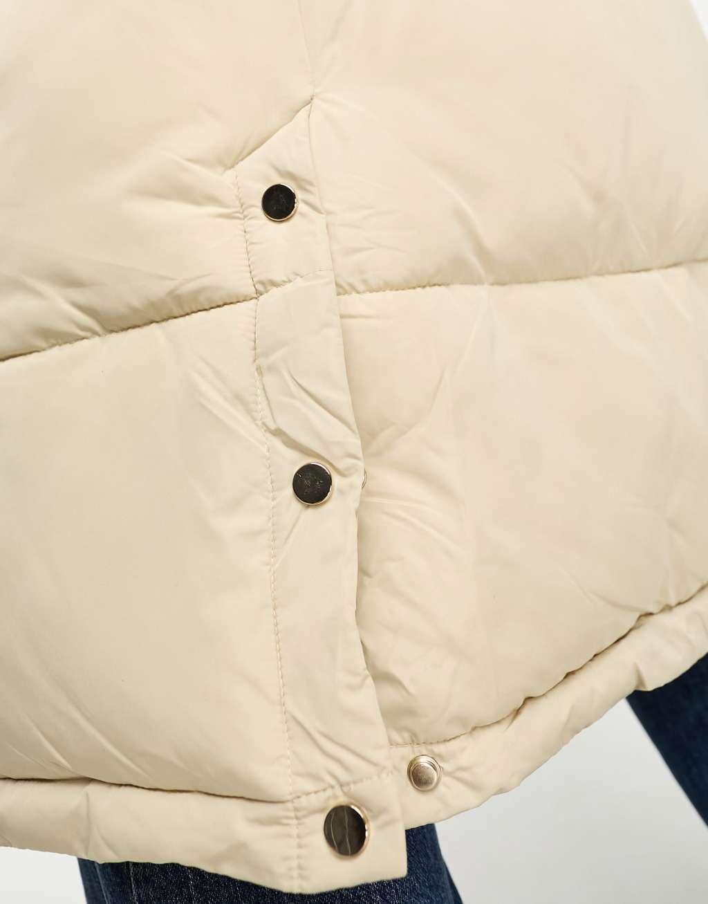 River Island Plus long line padded vest in cream Product Image