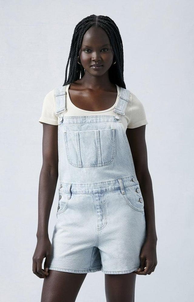 Womens Eco Light Indigo Denim Short Overalls Product Image