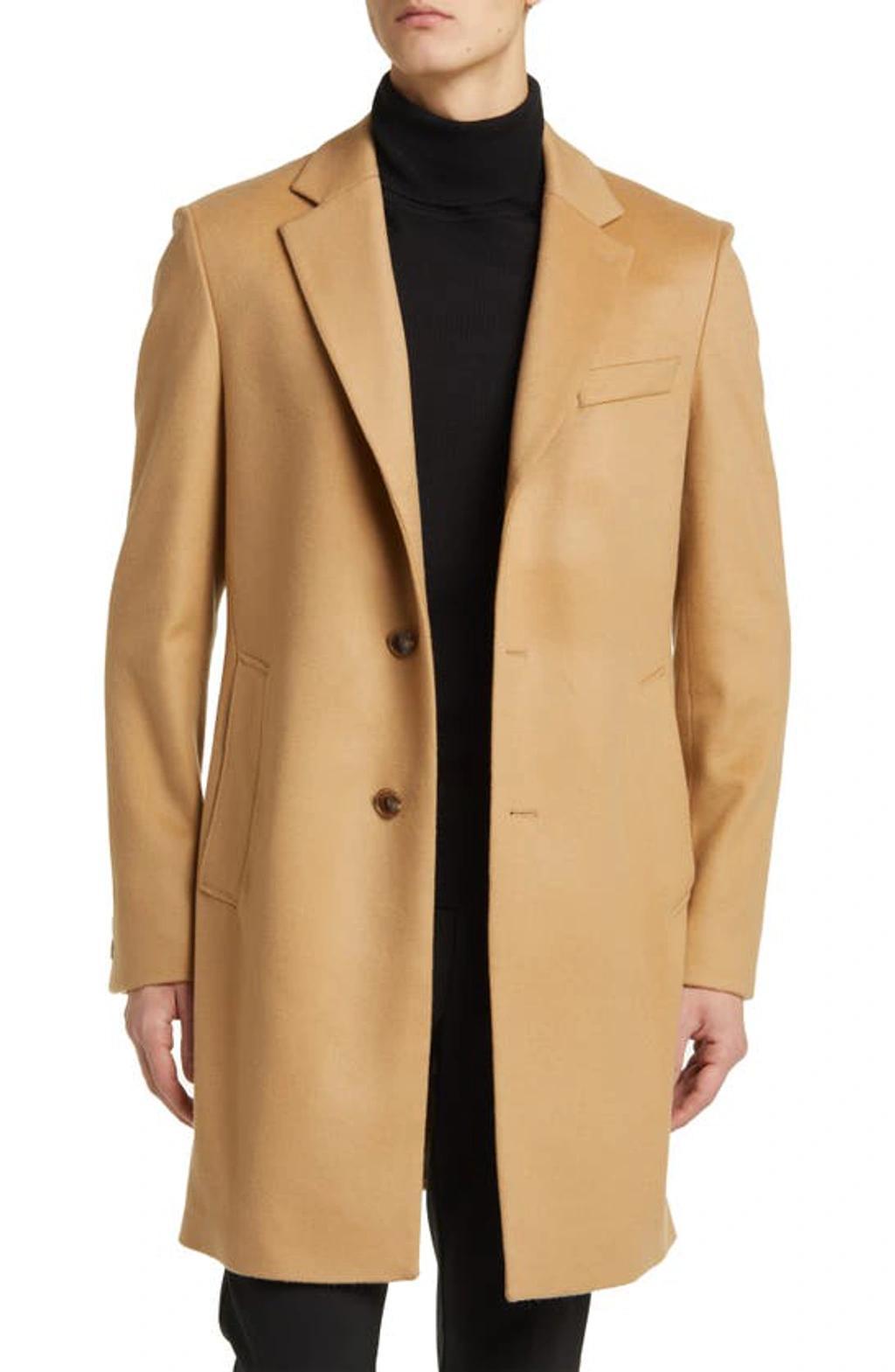 Slim-fit Coat In Virgin Wool And Cashmere In Beige Product Image